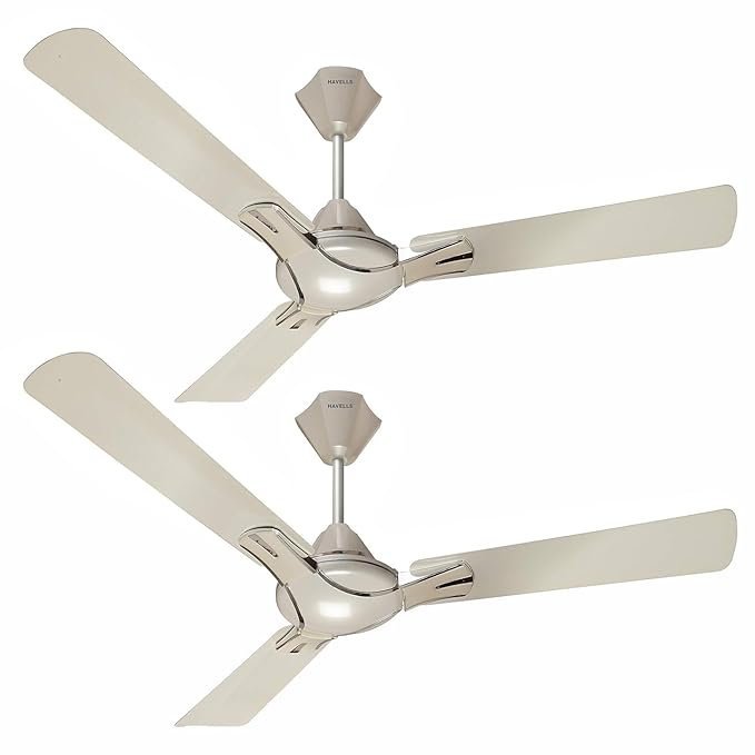 Havells 1200mm Nicola Energy Saving Ceiling Fan (Pearl White Silver, Pack of 2) 2 Star