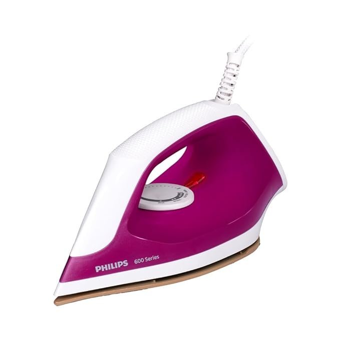 Philips Dry Iron DST0610/30 with 3 year warranty (World No.1 Ironing Brand) Powerful 1000 Watts for Fast heat up & Golden Advanced Alloy Soleplate with Uniform Heat Distribution