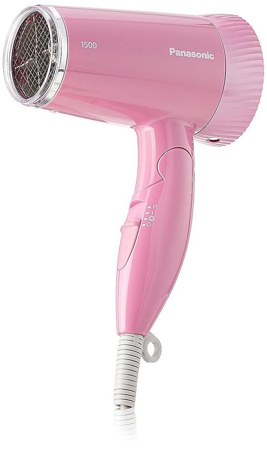 Panasonic 1500W Low Noise Hair Dryer, Comfortable and Quiet Blow-Drying, Silent Design, Set Nozzle, Foldable Handle, Cool Setting, 3 Airflow Settings, Pink (Eh-Nd57-P) - 1500 Watts